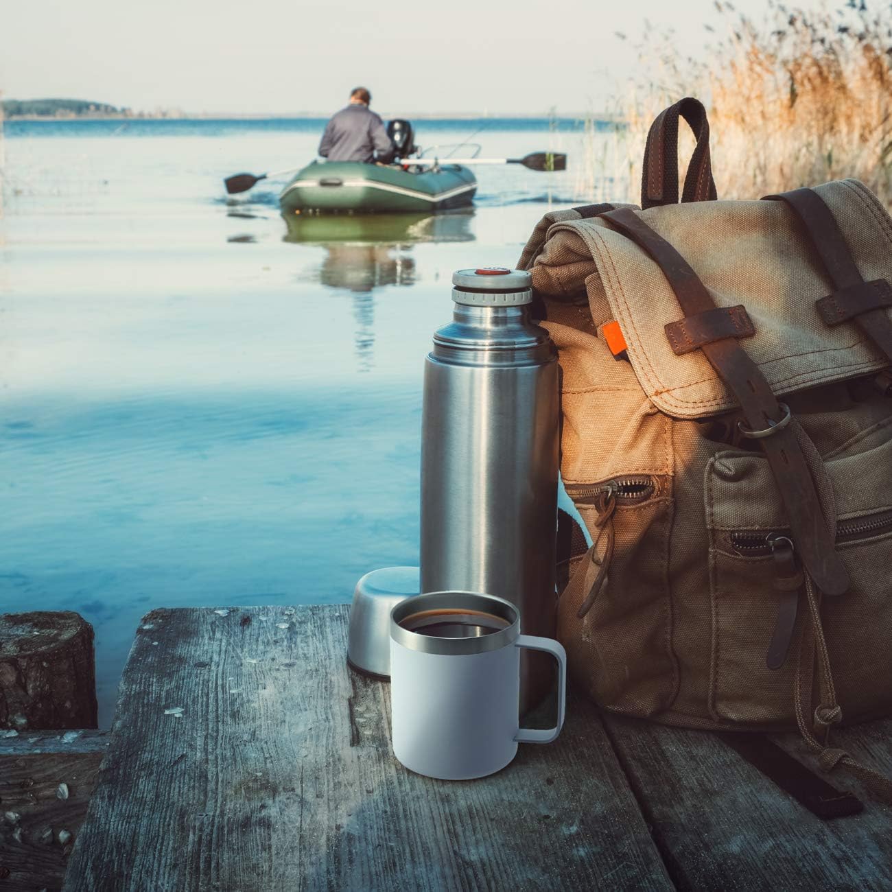ALOUFEA 12oz Stainless Steel Insulated Coffee Mug with Sliding Lid