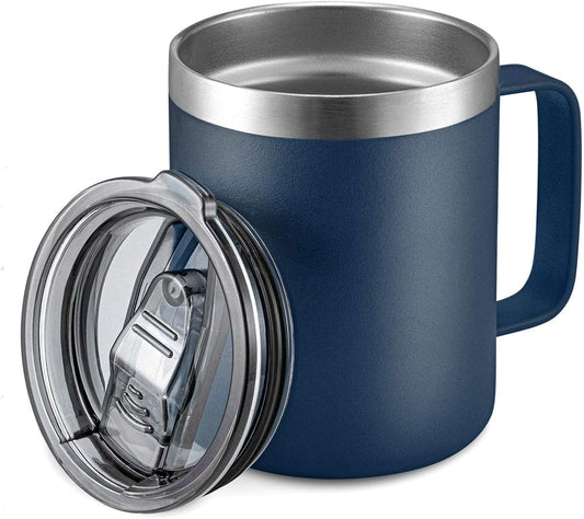 ALOUFEA 12oz Stainless Steel Insulated Coffee Mug with Sliding Lid