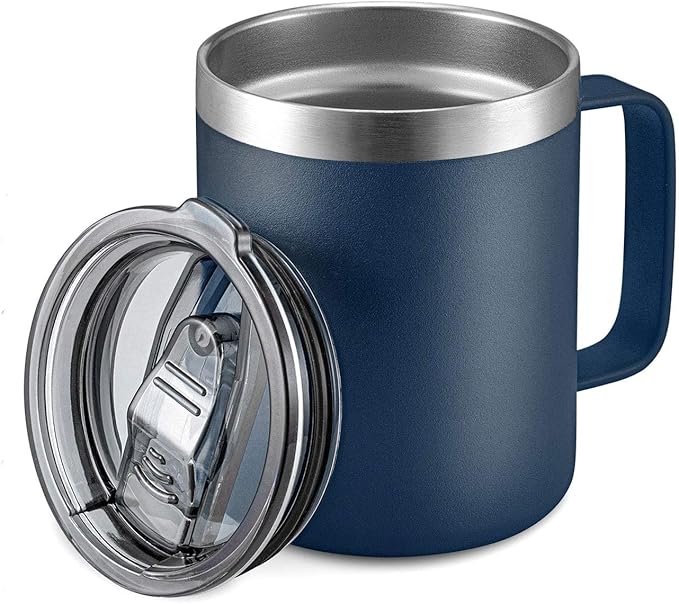 ALOUFEA 12oz Stainless Steel Insulated Coffee Mug with Sliding Lid